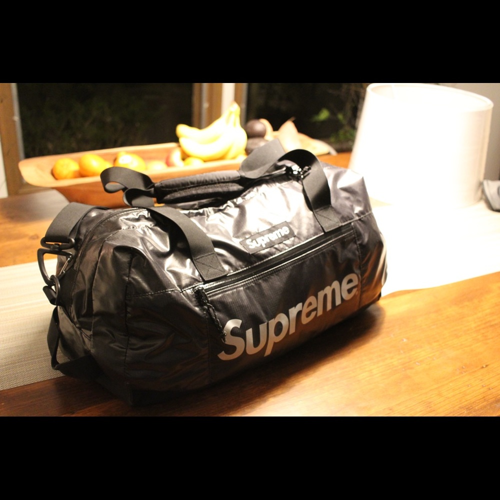 Supreme black duffle bag
